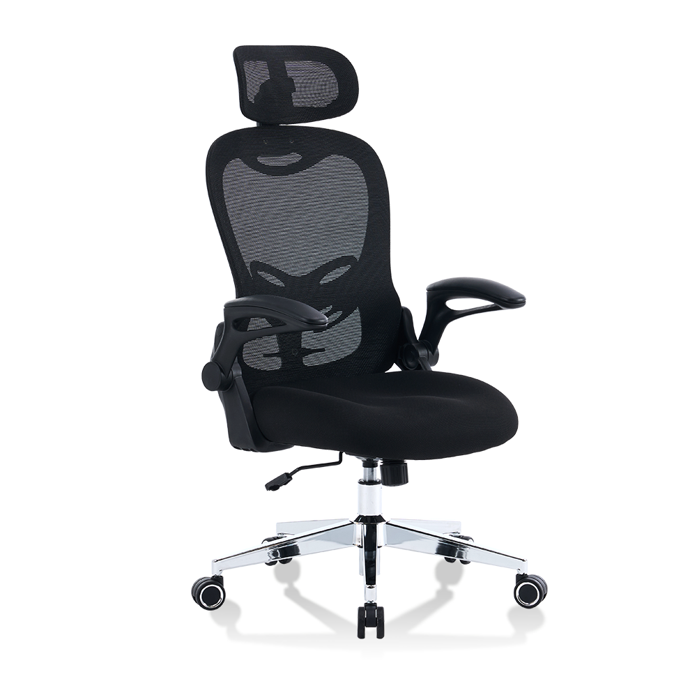 5140 Fekete/fehér ergonómikus háló irodai szék, magas háttámla szék