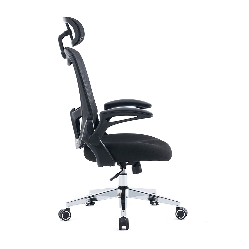 5140 Fekete/fehér ergonomikus hálós irodai szék, magas támlájú számítógépes szék