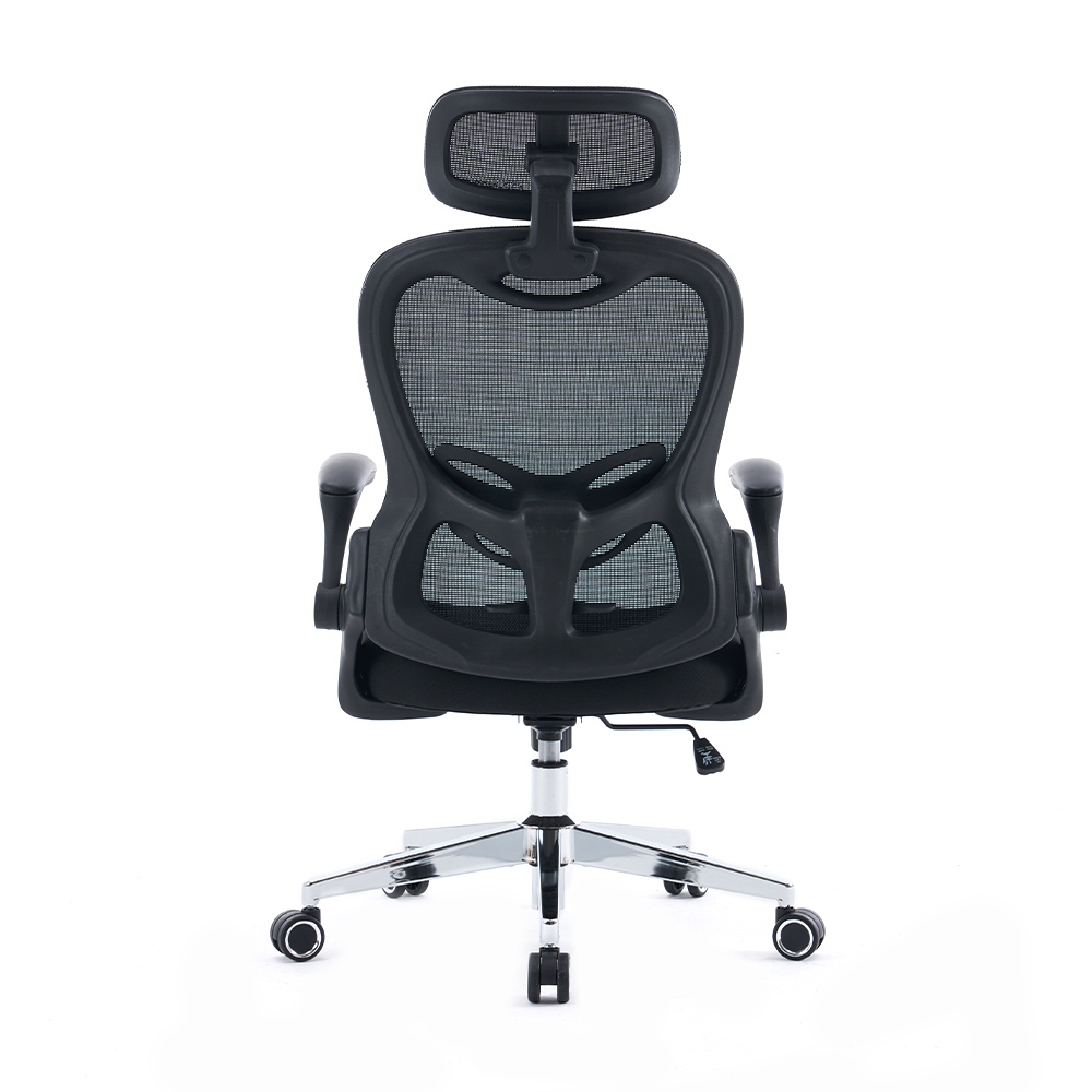 5140 Fekete/fehér ergonomikus hálós irodai szék, magas támlájú számítógépes szék