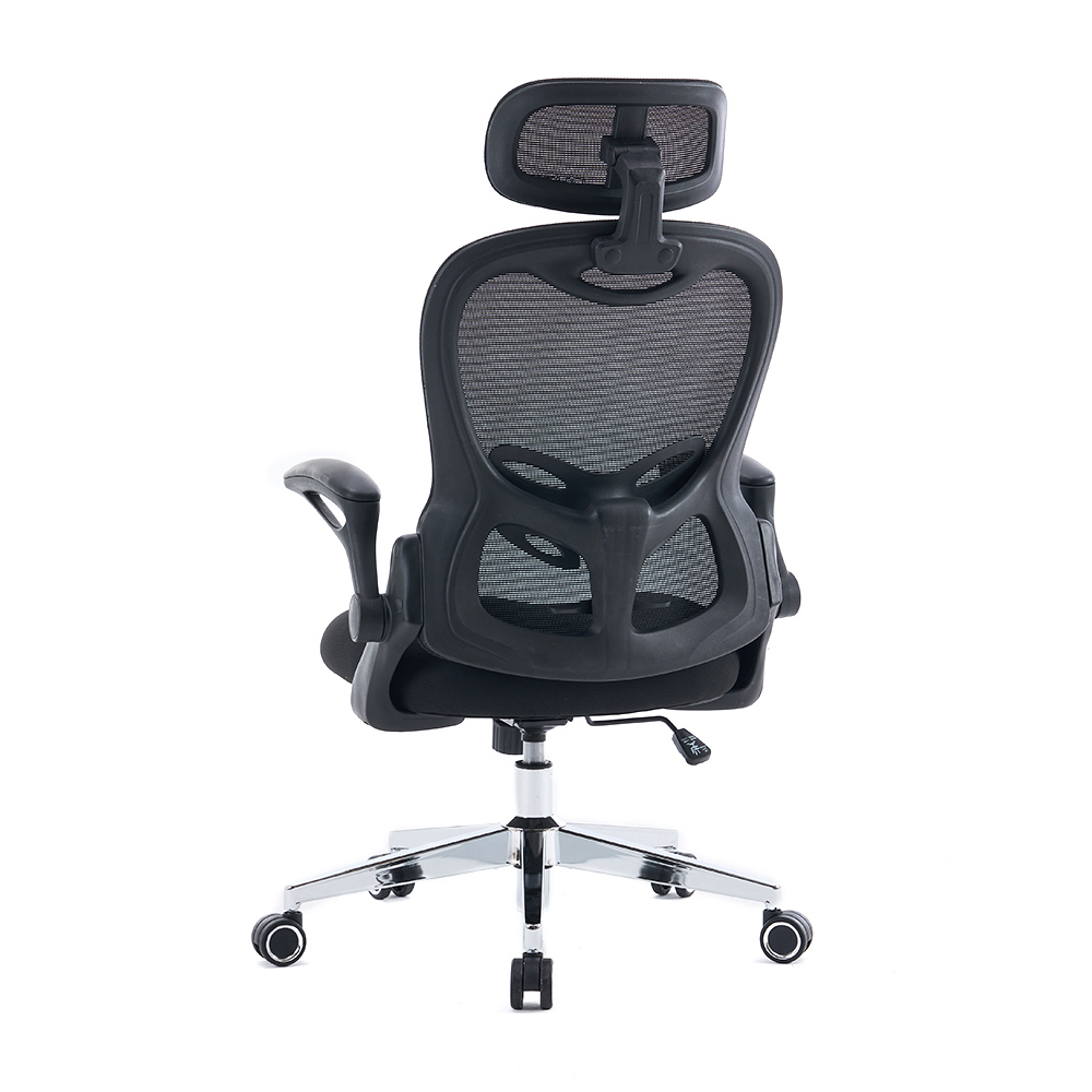 5140 Fekete/fehér ergonomikus hálós irodai szék, magas támlájú számítógépes szék